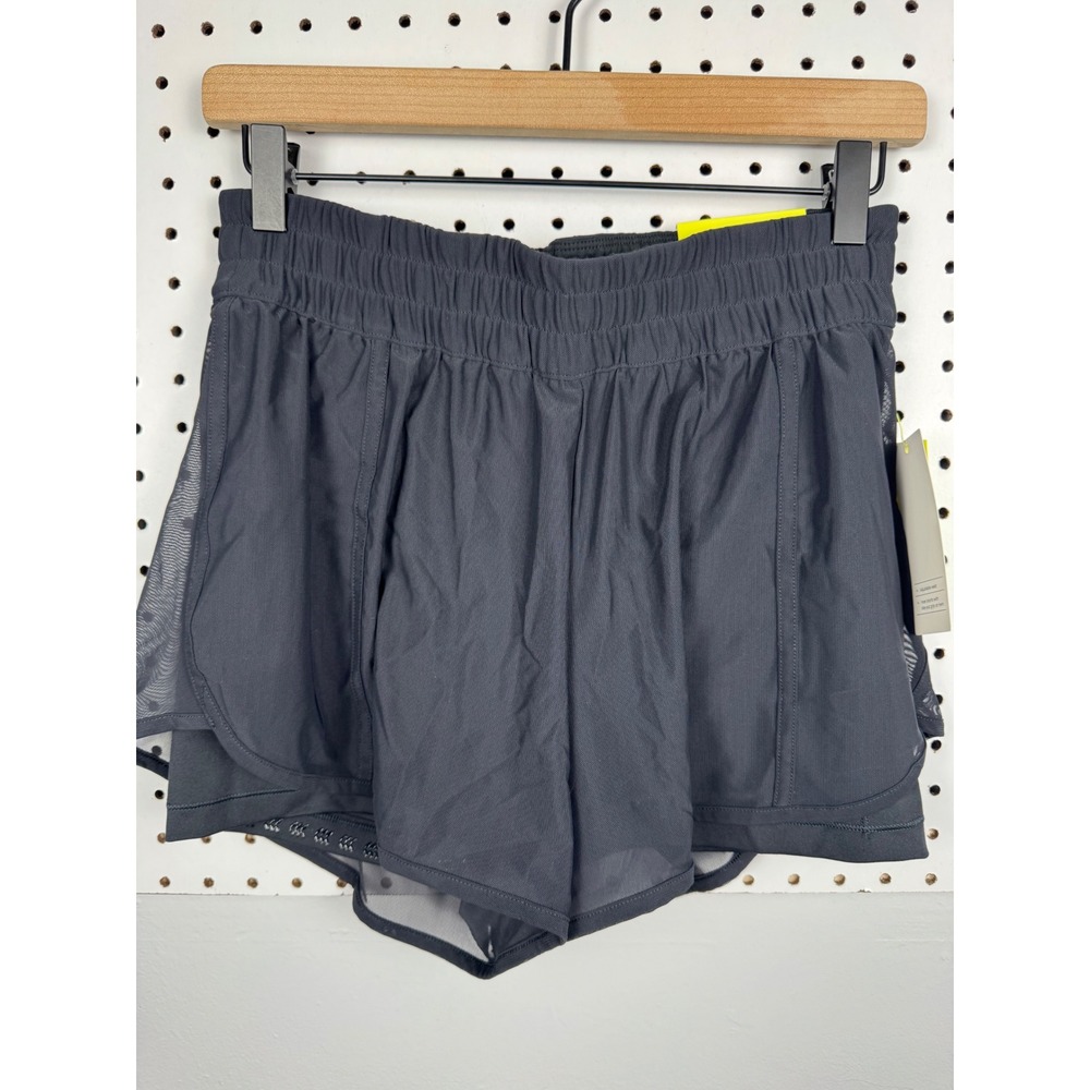 All in Motion Women Black Mesh Run Shorts Mid Rise 3 Inch Inseam Small NWT